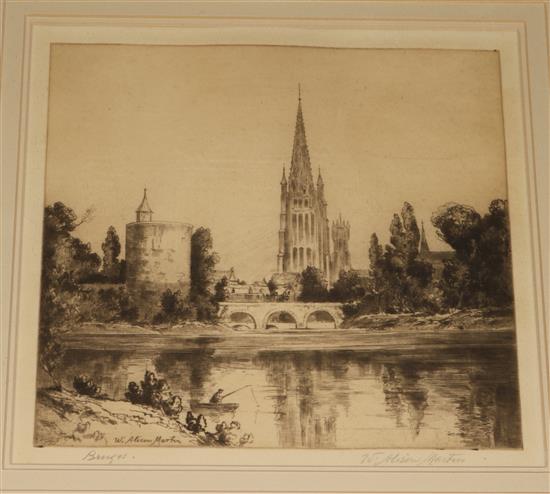 W. Alison Martin drypoint etching, Bruges, 20 x 22.5cm20 x 22.5cm20 x 22.5cm